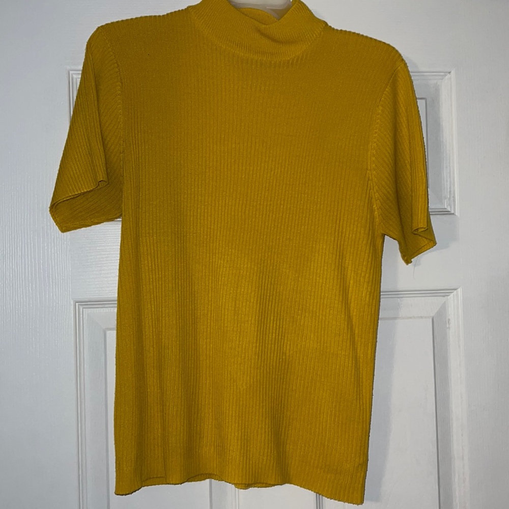 Vintage mustard yellow knit mock neck top